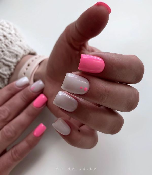 fluorescent neon pink nail design