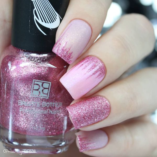 pink nails for New Year Party or Christmas Eve