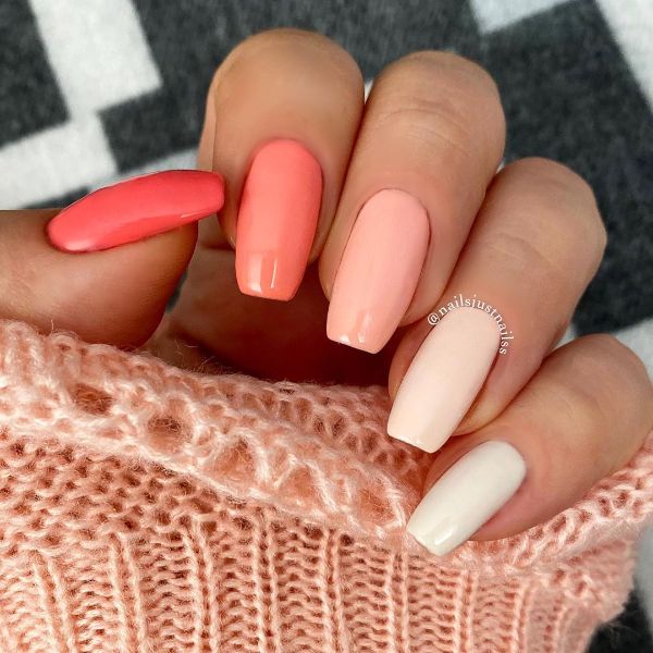 coral pink nails