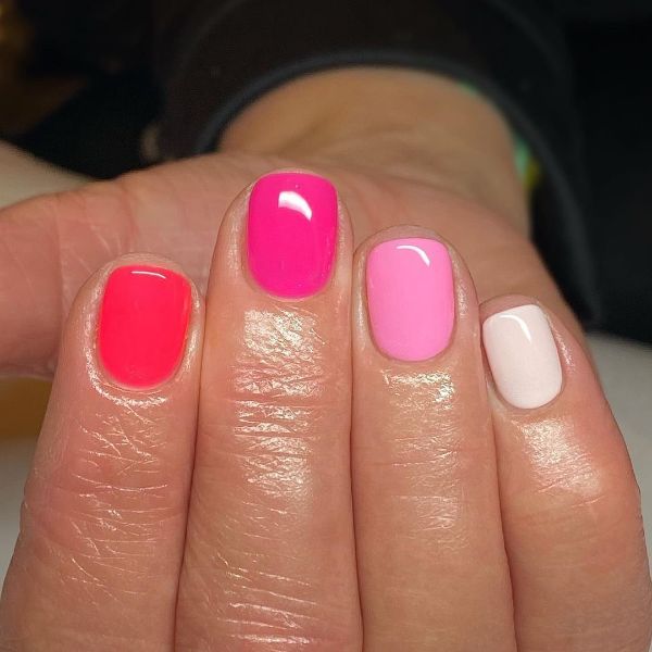 very short pink nails design