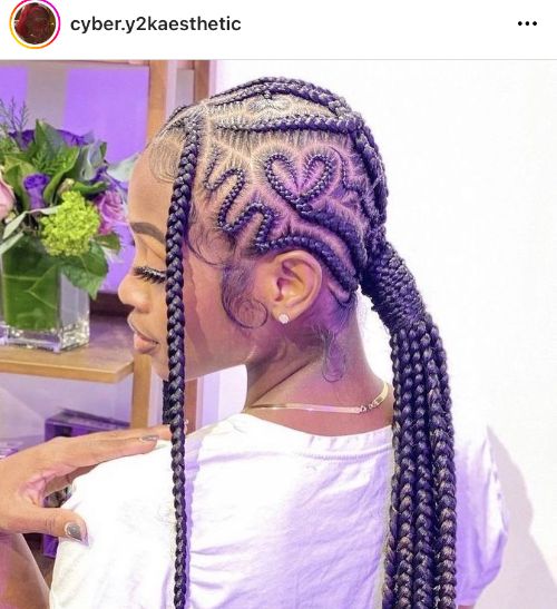 front Fulani braids with a heart