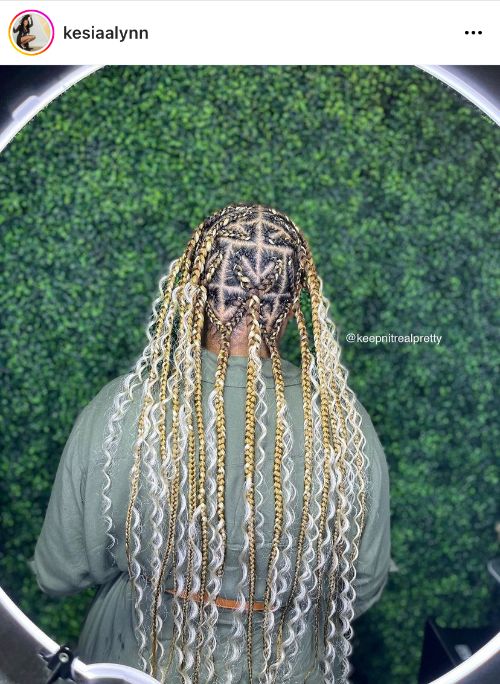 blonde curly hair african braids with hearts