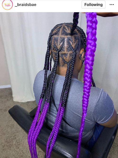 box braids with hearts designs