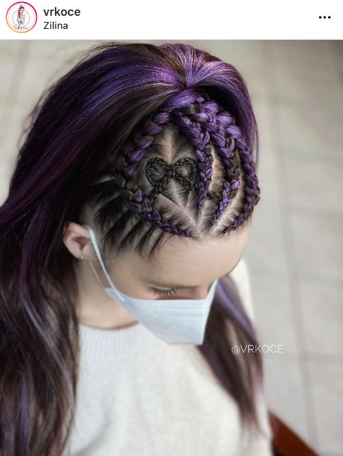 braids with hearts on Caucasian women