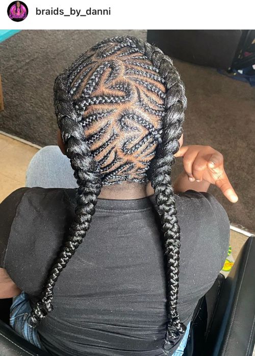 scalp braids with hearts