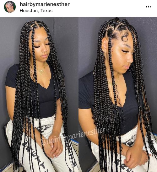 extra long braids with a heart design