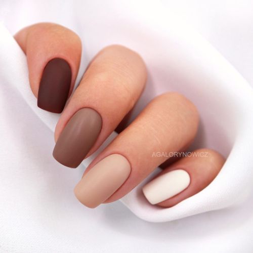 matte light brown nails