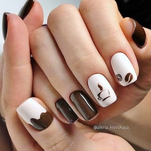 coffee nail art brown