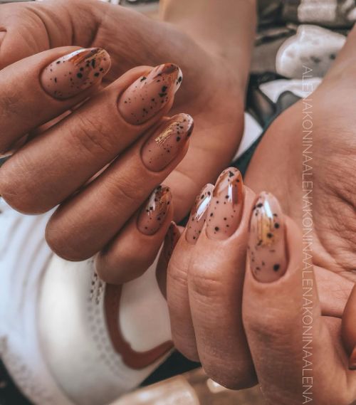 brown and gold nail art