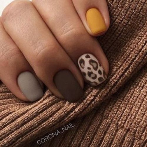 leopard brown nail art