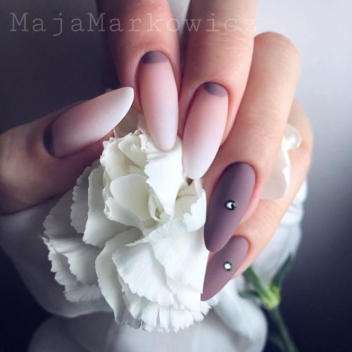long acrylic brown nail designs with jewels