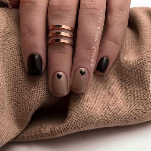 brown nail designs with hearts