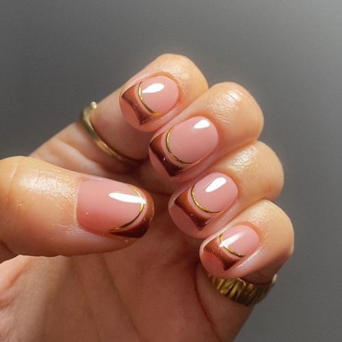 brown nail designs with French tips