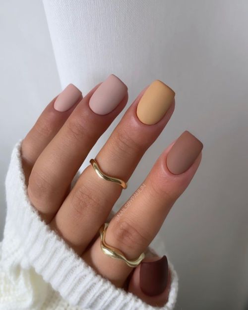 brown nail designs light and matte