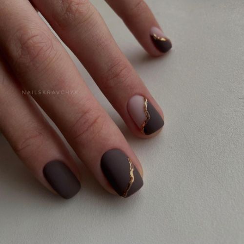 brown nail designs neutral and matte