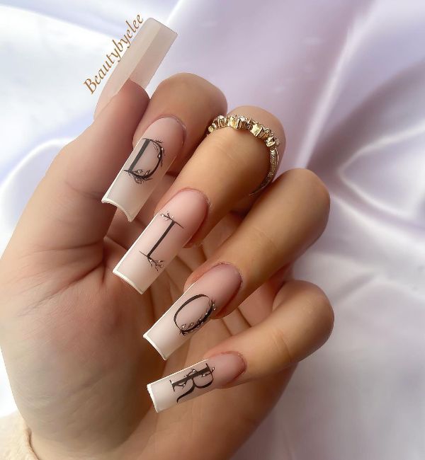very long square Dior acrylic nail art