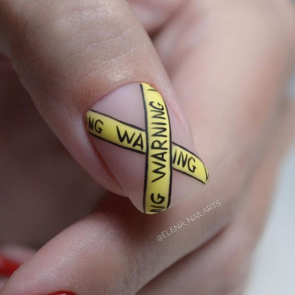 beige and yellow nails design art
