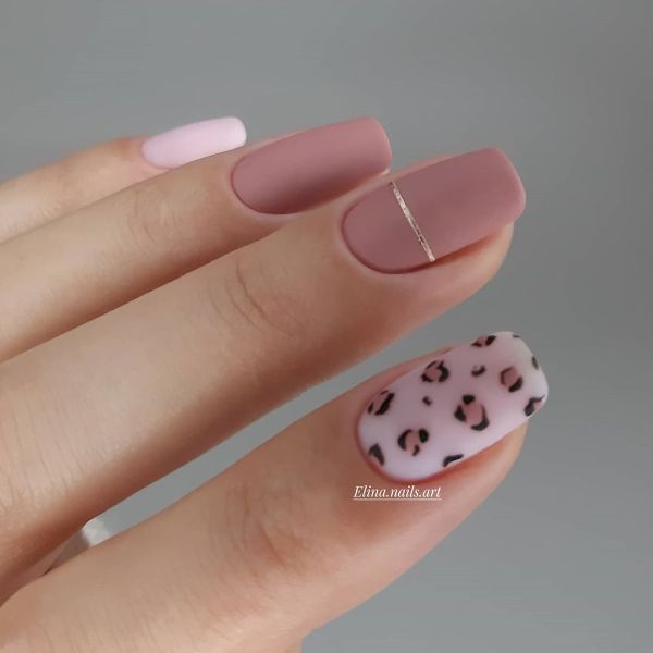 beige leopard nails