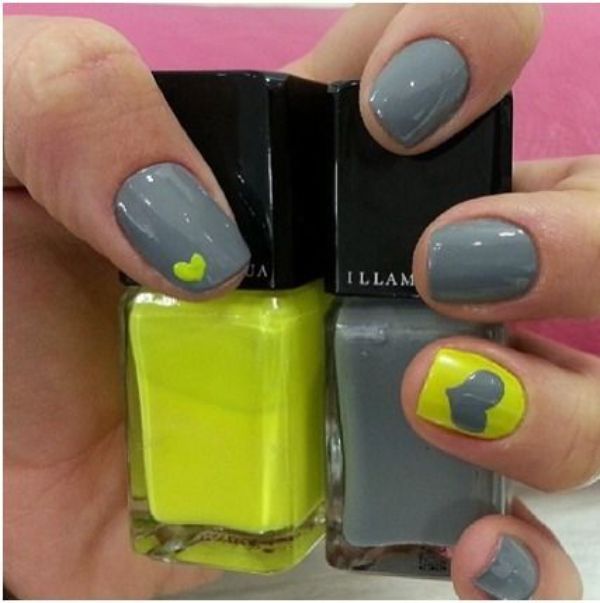 gray and yellow nails