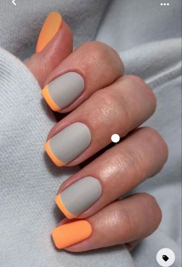 orange and gray nail design