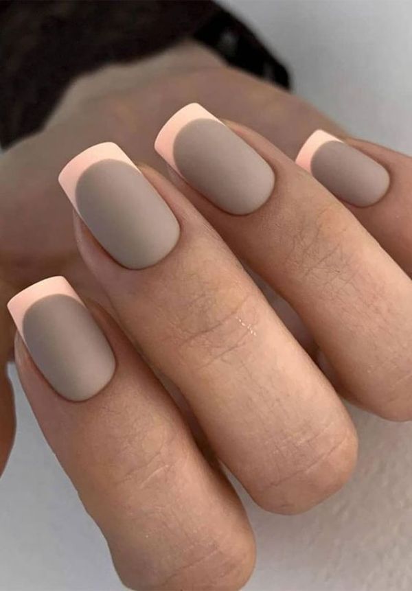 pink and gray French nails