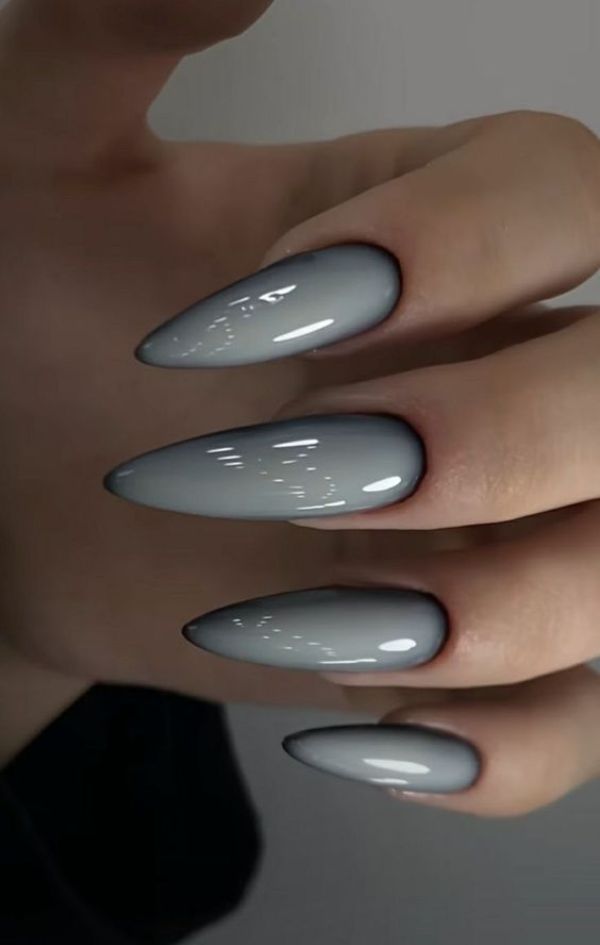 gray nails with ombre effect