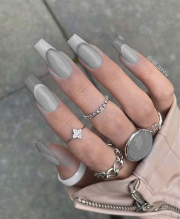 French nails gray shades