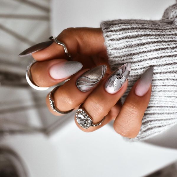 gray nails for proms and weddings
