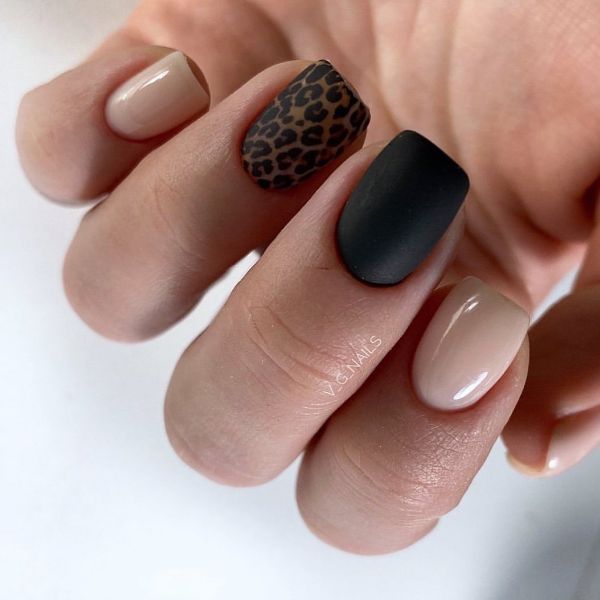 black leopard nail design