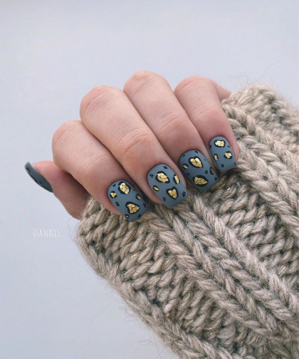 leopard gray nails