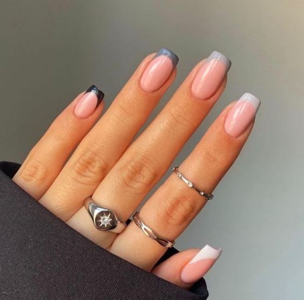 gray French nails