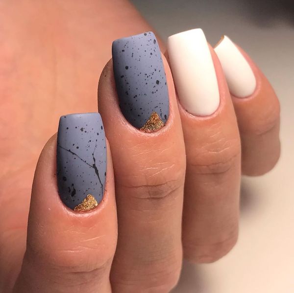 white and gray nails