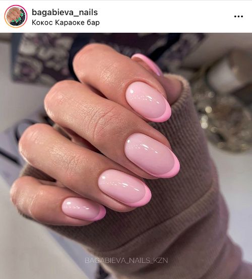pastel pale pink French nails