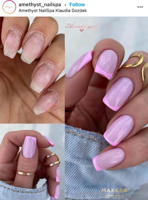 classic pink French nails