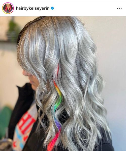 rainbow skunk stripe hair