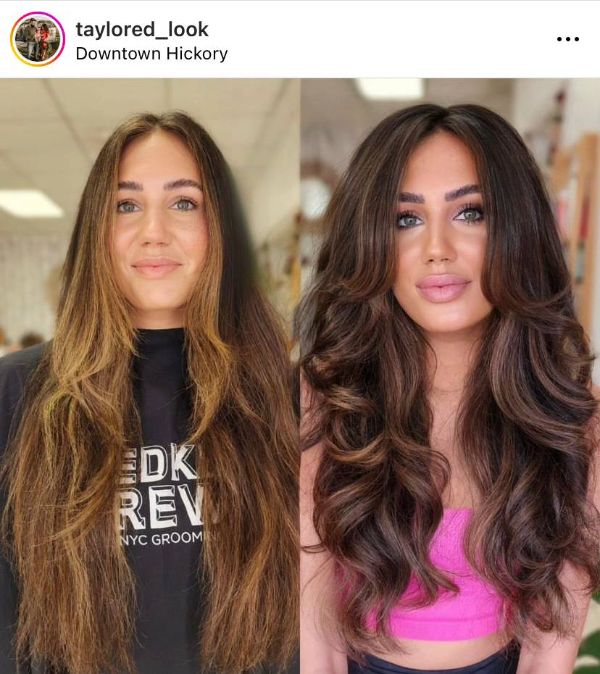 butterfly hair cut before-after image