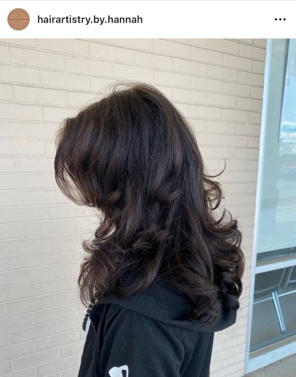 dark butterfly hair style with curly layers