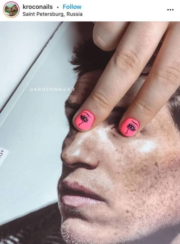 pink male nail art design