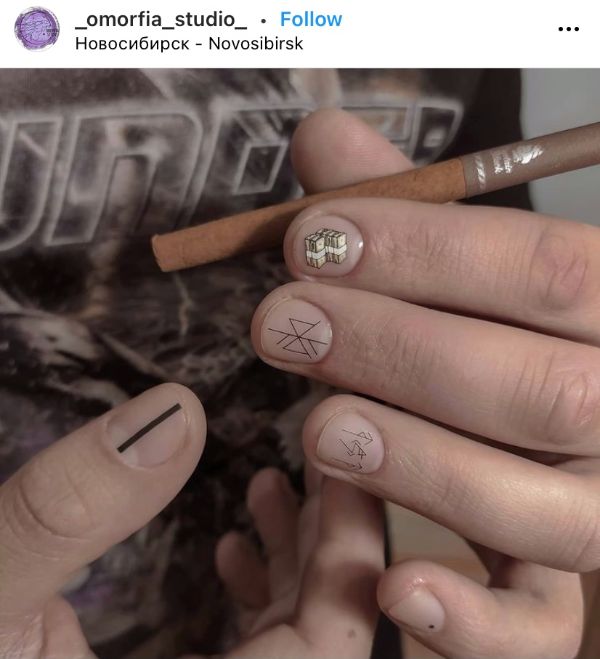 natural beige men's nail design