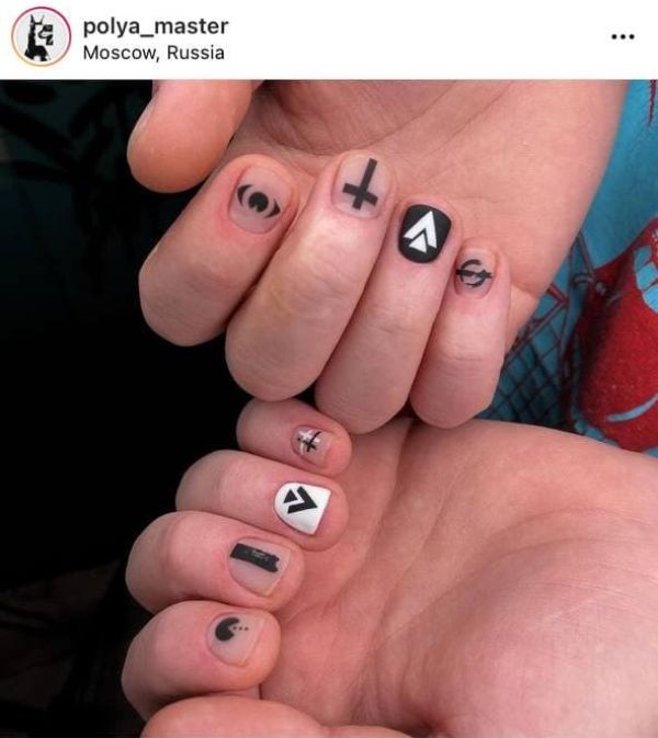 boys nails design with a cross