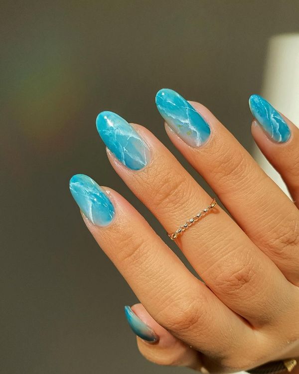 blue marble nails