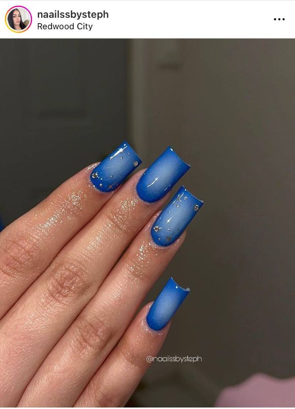 blue square nail design
