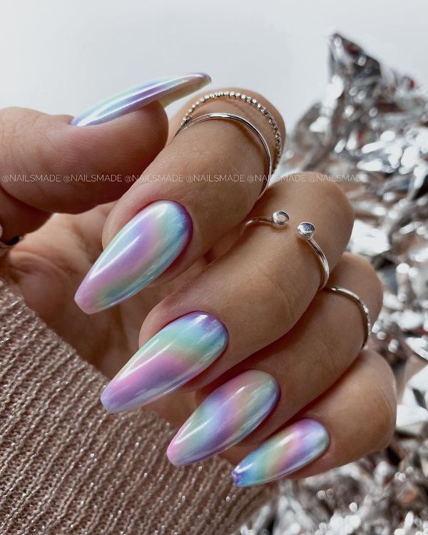 unicorn blue nail design