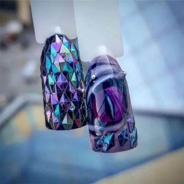 blue and purple dragon nails idea