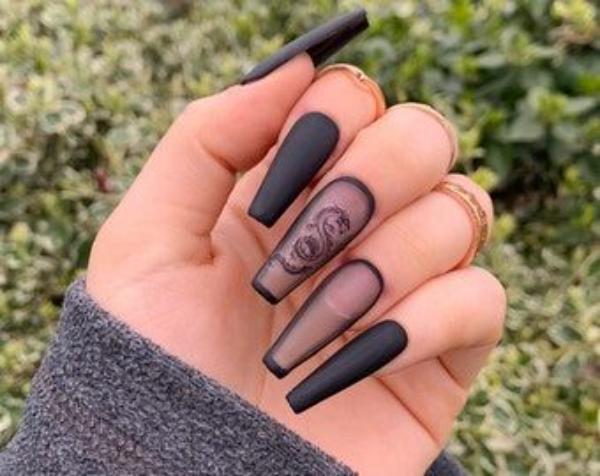 black matte dragon nails