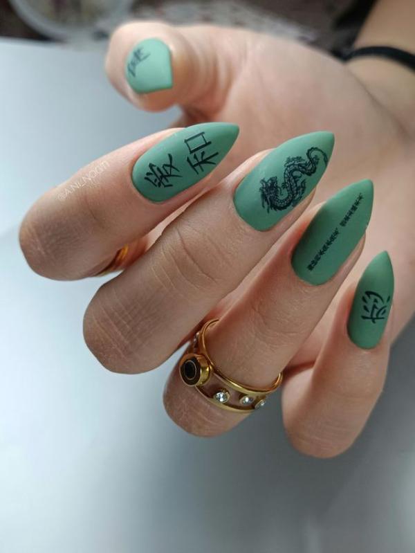 green almond dragon nails