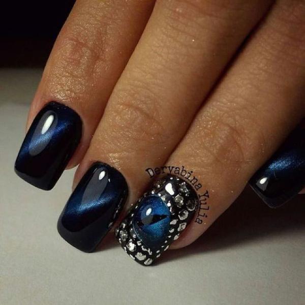dragon eye nails black to blue cat eye nail polish