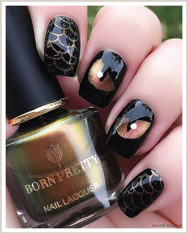 dragon nails black and golden