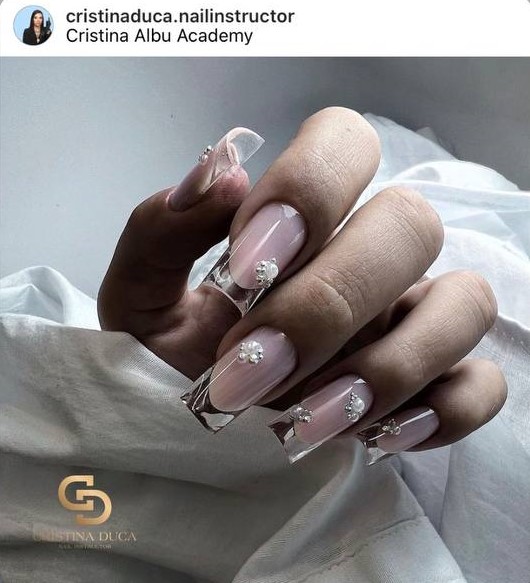 bridal French glass nails