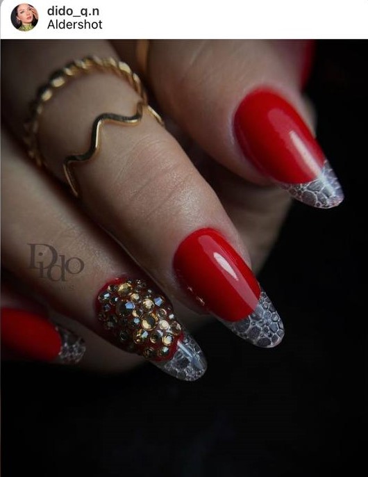 red French glass nails